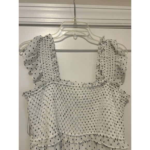 Motherhood Maternity White With Black Polka Dot Boho Maxi Dress Size Large Flowy - Picture 3 of 6